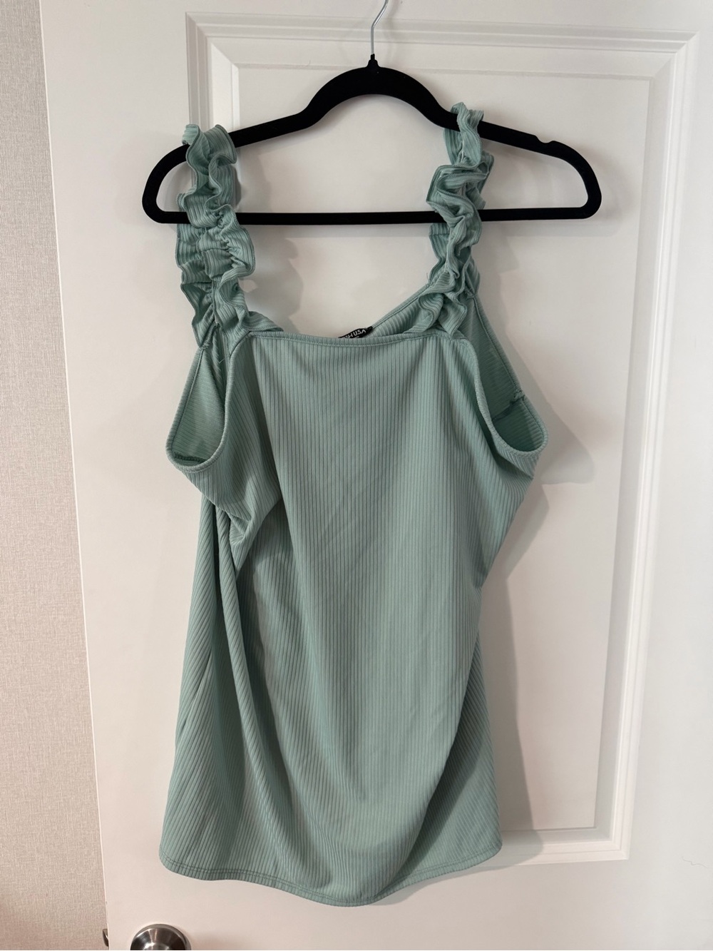 HEIMISH USA Ruffled Strap Ribbed Tank - Sage